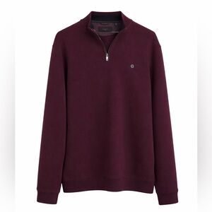 Ted Baker London Men’s Burgundy 1/4 Zip Pullover Sweater Size 6 XXL Mock Neck
